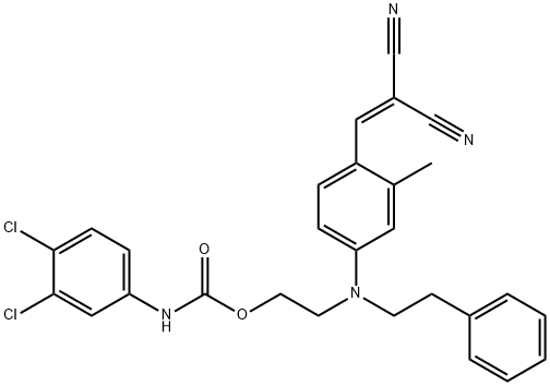 (3,4-Dichlorophenyl)carbamic acid 2-[[4-(2,2-dicyanoethenyl)-3-methylphenyl](2-phenylethyl)amino]ethyl ester Struktur