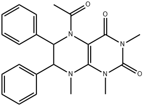2,4(1H,3H)-Pteridinedione,  5-acetyl-5,6,7,8-tetrahydro-1,3,8-trimethyl-6,7-diphenyl-,37921-26-9,结构式