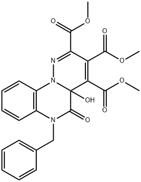 6-Benzyl-5,6-dihydro-4a-hydroxy-5-oxo-4aH-pyridazino[1,6-a]quinoxaline-2,3,4-tricarboxylic acid trimethyl ester Struktur