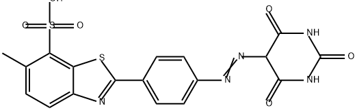 2-[4-[(hexahydro-2,4,6-trioxopyrimidin-5-yl)azo]phenyl]-6-methylbenzothiazole-7-sulphonic acid 结构式