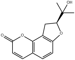 2H-Furo(2,3-h)-1-benzopyran-2-one, 8,9-dihydro-8-(1-hydroxy-1-methylet hyl)-, (S)- Structure
