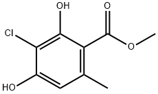 3-クロロ-2,4-ジヒドロキシ-6-メチル安息香酸メチル 化学構造式