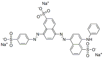 8-(フェニルアミノ)-5-[[6-スルホ-4-[(4-スルホフェニル)アゾ]-1-ナフタレニル]アゾ]-1-ナフタレンスルホン酸トリナトリウム 化学構造式