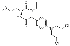 N-[[4-[ビス(2-クロロエチル)アミノ]フェニル]アセチル]-L-メチオニンエチル 化学構造式