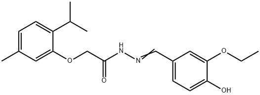N'-(3-ethoxy-4-hydroxybenzylidene)-2-(2-isopropyl-5-methylphenoxy)acetohydrazide Structure