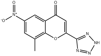 4H-1-Benzopyran-4-one, 8-methyl-6-nitro-2-(1H-tetrazol-5-yl)- 化学構造式