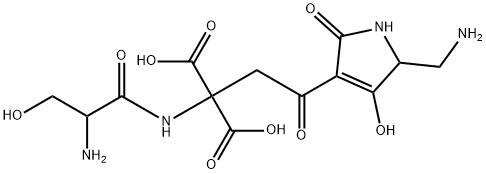 Propanedioic acid, ((2-amino-3-hydroxy-1-oxopropyl)amino)(2-(5-(aminom ethyl)-2,5-dihydro-4-hydroxy-2-oxo-1H-pyrrol-3-yl)-2-oxoethyl)- 结构式