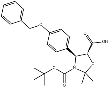 (4S,5R)-2,2-DiMethyl-4-[4-(phenylMethoxy)phenyl]-3,5-oxazolidinedicarboxylic Acid 3-(1,1-DiMethylethyl) Ester, 382596-28-3, 结构式