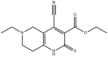 1,6-Naphthyridine-3-carboxylic  acid,  4-cyano-6-ethyl-1,2,5,6,7,8-hexahydro-2-thioxo-,  ethyl  ester 结构式