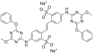 disodium 4,4'-bis[(4-methoxy-6-phenoxy-1,3,5-triazin-2-yl)amino]stilbene-2,2'-disulphonate Structure