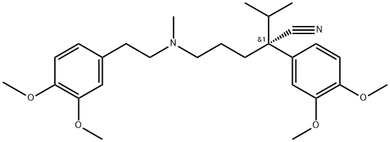 (+)-3-(3,4-dimethoxyphenyl)-6-[(5,6-dimethoxyphenethyl)methylamino]hexane-3-carbonitrile Struktur