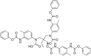 2-ethyl-2-[[[[[4-methyl-3-[(phenoxycarbonyl)amino]phenyl]amino]carbonyl]oxy]methyl]propane-1,3-diyl bis[[4-methyl-3-[(phenoxycarbonyl)amino]phenyl]carbamate] 结构式