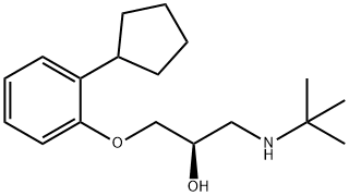 [R,(+)]-1-(tert-ブチルアミノ)-3-(2-シクロペンチルフェノキシ)-2-プロパノール 化学構造式