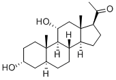3α,11α-ジヒドロキシ-5α-プレグナン-20-オン 化学構造式