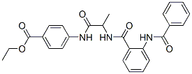 Benzoic acid, 4-[[2-[[2-(benzoylamino)benzoyl]amino]-1-oxopropyl]amino]-, ethyl ester (9CI) Struktur