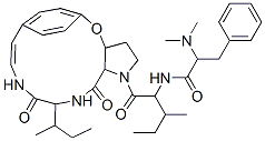 1-[2-[2-(Dimethylamino)-3-phenylpropanoylamino]-3-methylpentanoyl]-2,3,3a,13,14,15a-hexahydro-13-(1-methylpropyl)-5,8-ethenopyrrolo[3,2-b][1,5,8]oxadiazacyclotetradecine-12,15(1H,11H)-dione 结构式