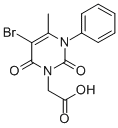 1(2H)-Pyrimidineacetic acid, 3,6-dihydro-5-bromo-2,6-dioxo-4-methyl-3- phenyl- Structure