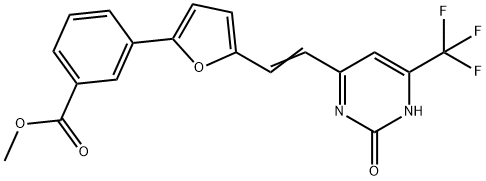 3-[5-[(E)-2-[2-氧代-6-(三氟甲基)-1H-嘧啶-4-基]乙烯基]-2-, 385376-07-8, 结构式