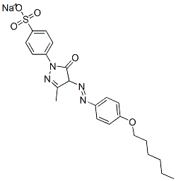 sodium 4-(4-((4-(hexyloxy)phenyl)azo)-4,5-dihydro-3-methyl-5-oxo-1H-pyrazol-1-yl)benzenesulphonate 结构式
