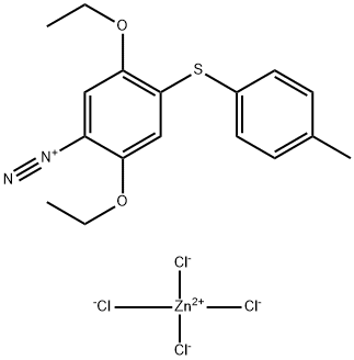 2,5-二乙氧基-4-[(4-甲基苯基)硫]重氮苯四氯锌酸盐,38656-51-8,结构式