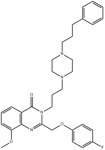 4(3H)-Quinazolinone,  2-[(4-fluorophenoxy)methyl]-8-methoxy-3-[3-[4-(3-phenylpropyl)-1-piperazinyl]propyl]- 化学構造式