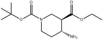 (3R,4R)-4-aMinopiperidine-1,3-dicarboxylic acid 1-tert-butyl ester 3-ethyl ester Struktur