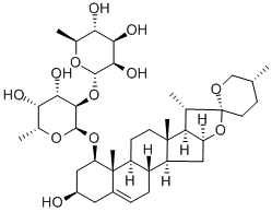 [(25R)-3β-ヒドロキシスピロスタ-5-エン-1β-イル]6-デオキシ-2-O-(6-デオキシ-α-L-マンノピラノシル)-β-D-ガラクトピラノシド 化学構造式