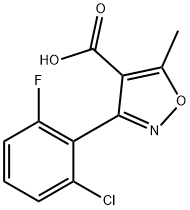 3-(2-クロロ-6-フルオロフェニル)-5-メチル-4-イソオキサゾールカルボン酸 化学構造式