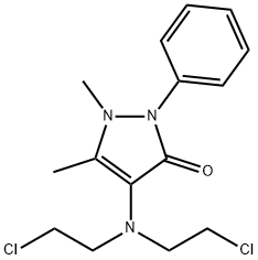 4-[ビス(2-クロロエチル)アミノ]-1,2-ジヒドロ-1,5-ジメチル-2-フェニル-3H-ピラゾール-3-オン 化学構造式