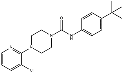 N-(4-tert-ブチルフェニル)-4-(3-クロロ-2-ピリジニル)ピペラジン-1-カルボアミド 化学構造式