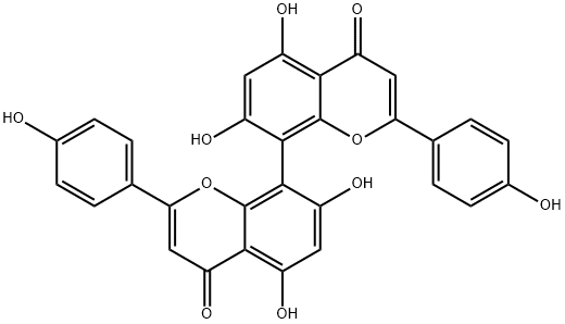 5,5',7,7'-テトラヒドロキシ-2,2'-ビス(4-ヒドロキシフェニル)[8,8'-ビ(4H-1-ベンゾピラン)]-4,4'-ジオン 化学構造式