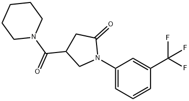 4-(piperidine-1-carbonyl)-1-[3-(trifluoromethyl)phenyl]pyrrolidin-2-on e Struktur