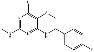 6-chloro-N~4~-(4-fluorobenzyl)-N~2~-methyl-5-(methylsulfanyl)-2,4-pyrimidinediamine Struktur