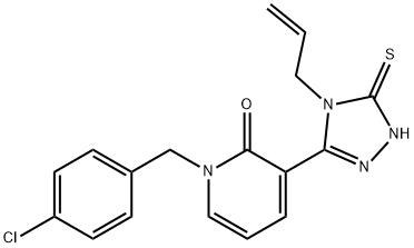 3-(4-allyl-5-sulfanyl-4H-1,2,4-triazol-3-yl)-1-(4-chlorobenzyl)-2(1H)-pyridinone 化学構造式
