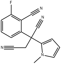 2-(2-cyano-3-fluorophenyl)-2-(1-methyl-1H-pyrrol-2-yl)succinonitrile Struktur