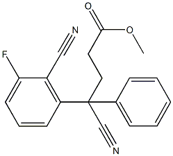 methyl 4-cyano-4-(2-cyano-3-fluorophenyl)-4-phenylbutanoate Struktur