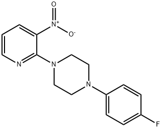 1-(4-fluorophenyl)-4-(3-nitro-2-pyridinyl)piperazine Struktur