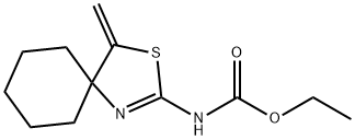 Carbamic  acid,  (4-methylene-3-thia-1-azaspiro[4.5]dec-1-en-2-yl)-,  ethyl  ester  (9CI) 结构式