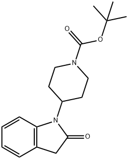 1-Piperidinecarboxylic acid, 4-(2,3-dihydro-2-oxo-1H-indol-1-yl)-, 1,1-diMethylethyl ester Struktur