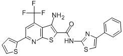 3-amino-N-(4-phenyl-1,3-thiazol-2-yl)-6-(2-thienyl)-4-(trifluoromethyl)thieno[2,3-b]pyridine-2-carboxamide Structure