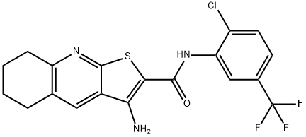 3-amino-N-[2-chloro-5-(trifluoromethyl)phenyl]-5,6,7,8-tetrahydrothieno[2,3-b]quinoline-2-carboxamide Struktur