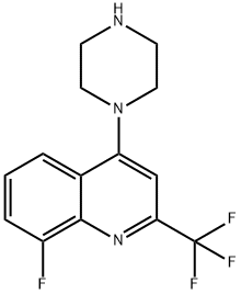 1-[8-FLUORO-2-(TRIFLUOROMETHYL)QUINOL-4-YL] PIPERAZINE, 97% MIN. 化学構造式