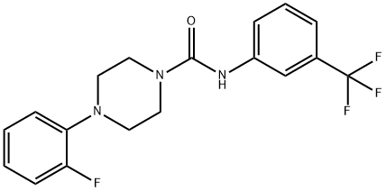 4-(2-fluorophenyl)-N-[3-(trifluoromethyl)phenyl]tetrahydro-1(2H)-pyrazinecarboxamide 化学構造式