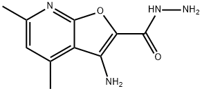 Furo[2,3-b]pyridine-2-carboxylic acid, 3-amino-4,6-dimethyl-, hydrazide (9CI) 化学構造式