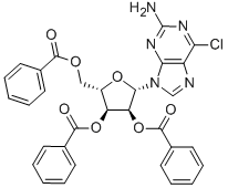 9-(2'', 3'', 5''-TRI-O-BENZOYL-β-L-RIBOFURANOSYL)-2-AMINO-6-CHLOROPURINE Structure