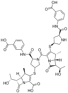 (4R,5S,6S)-3-[[(3S,5S)-5-[[(3-Carboxyphenyl)aMino]carbonyl]-1-[[(4R,5S,6S)-3-[[(3S,5S)-5-[[(3-carboxyphenyl)aMino]carbonyl]-3-pyrrolidinyl]thio]-6-[(1R)-1-hydroxyethyl]-4-Methyl-7-oxo-1-azabicyclo[3.2.0]hept-2-en-2-yl]carbonyl]-3-pyrrolidinyl]thio]-6-[(1R)-1-hydroxyethyl]-4-Methyl-7-oxo-1-azabicyclo[3.2.0]hept-2-ene-2-carboxylic Acid Struktur