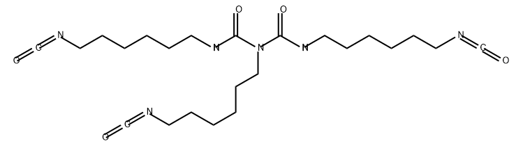 [6,6'-(6-イソシアナトヘキシルイミノ)ビス(カルボニルイミノ)ビスヘキシル]ビスイソシアナート 化学構造式