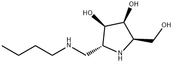 3,4-Pyrrolidinediol, 2-[(butylamino)methyl]-5-(hydroxymethyl)-, (2R,3R,4S,5R)- (9CI) 化学構造式
