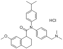 N-[[4-(DIMETHYLAMINO)PHENYL]METHYL]-1,2,3,4-TETRAHYDRO-7-METHOXY-N-[4-(1-METHYLETHYL)PHENYL]-1-NAPHTHALENECARBOXAMIDE HYDROCHLORIDE 化学構造式