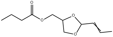 酪酸[2-(1-プロペニル)-1,3-ジオキソラン-4-イル]メチル 化学構造式